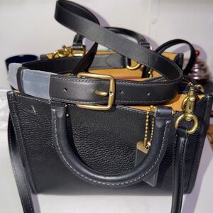 Coach Rogue 25  Black Leather Satchel with Gold Hardware